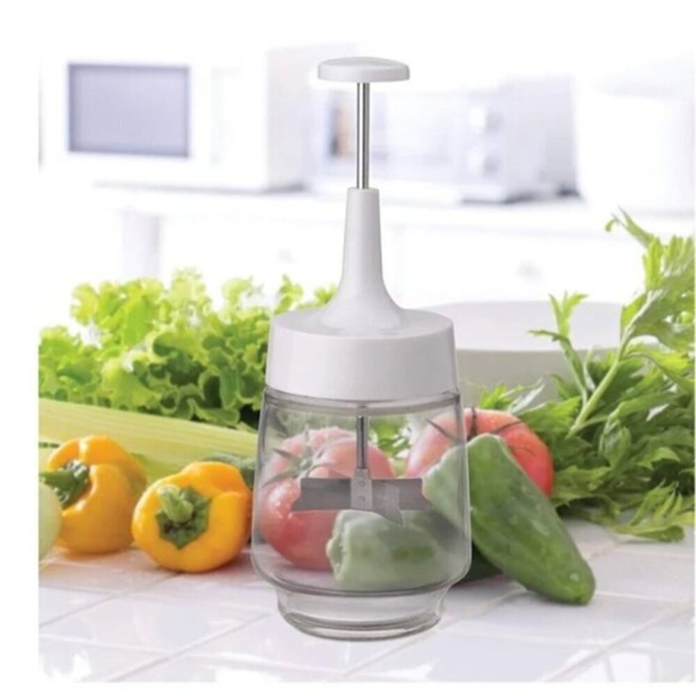 Lifetime Brands Glass Food Chopper 2 Cup 16 OZ Manual Stainless Blades Clear NWT - Picture 12 of 12